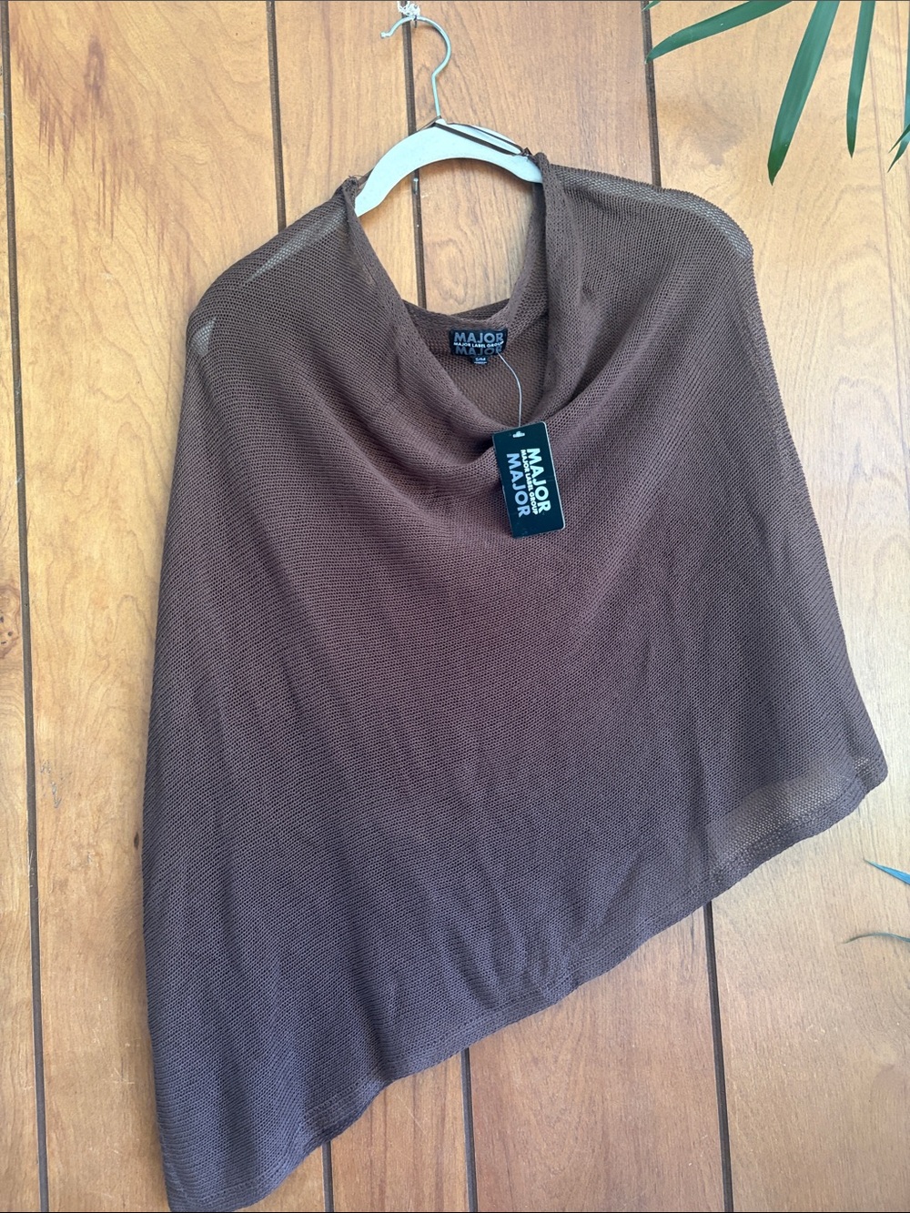Brown Knit Poncho - Lightweight Draped Layer